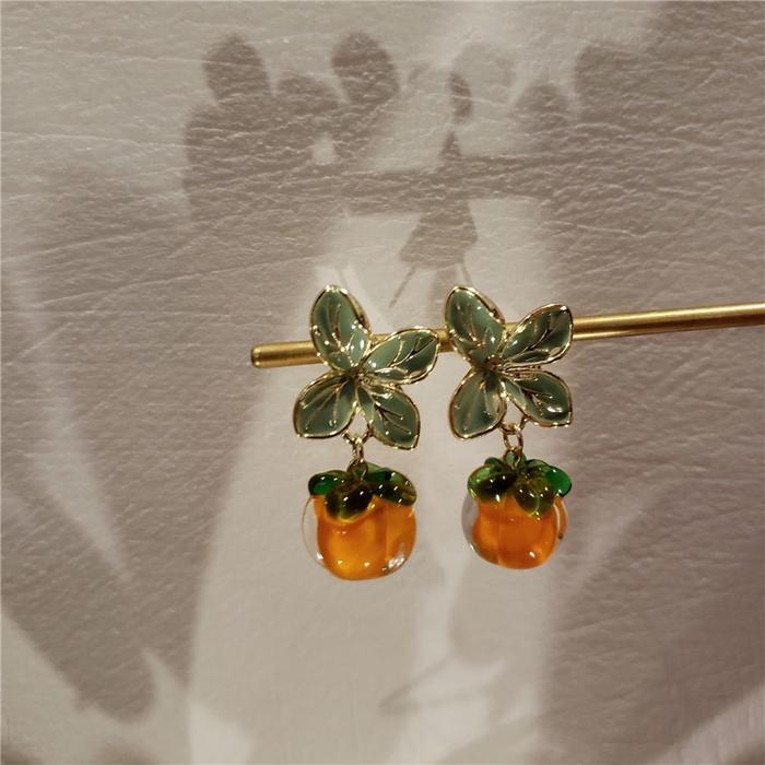 Beruntung Kesemek kaca Kesemek vintage anting-anting Jepang orange war