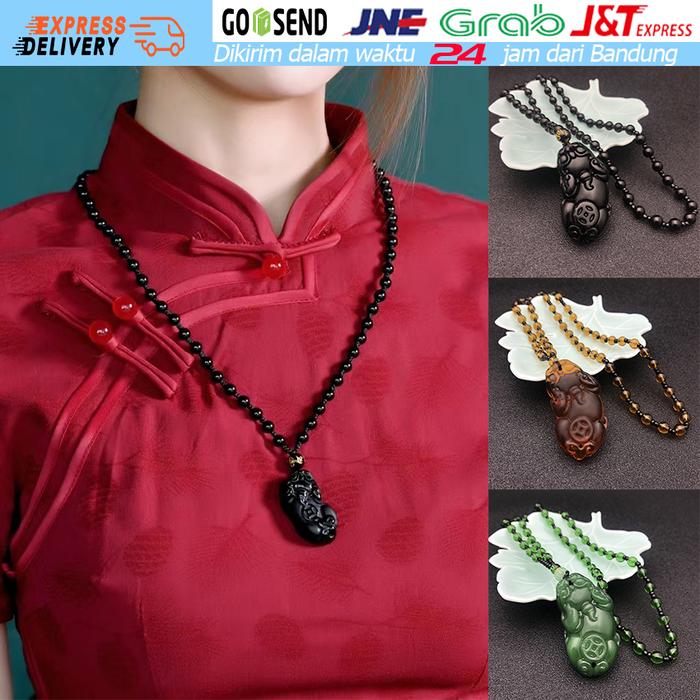 Kalung Keberuntungan Giok Kalung Liontin Pixiu Giok Jade Kalung Pixiu