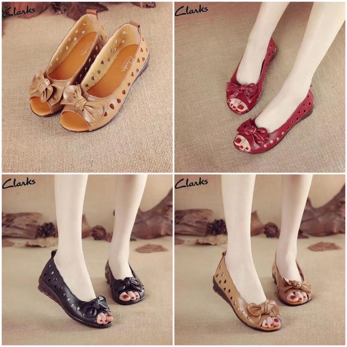 Clarks Flat KD882A Sandal sepatu wanita import kulit asli Sepatu