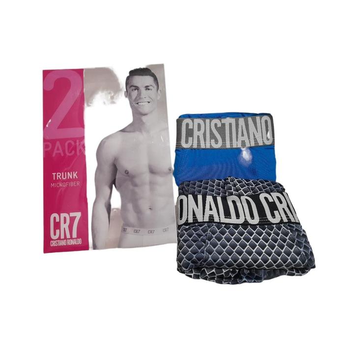 Underwear Cr7 Cristiano Ronaldo Men Microfiber Trunk Blue Motif 2Pcs