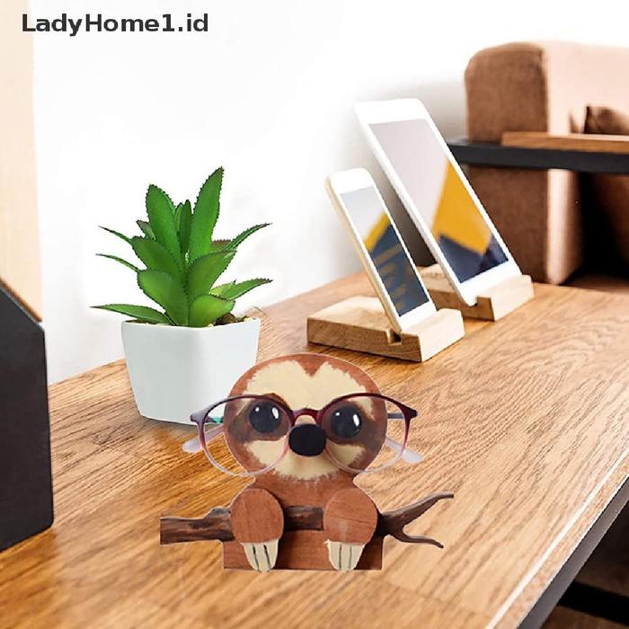 Ladyhome Rak Kacamata Animal Lucu 3D Hewan Kayu Ukiran Sunglass