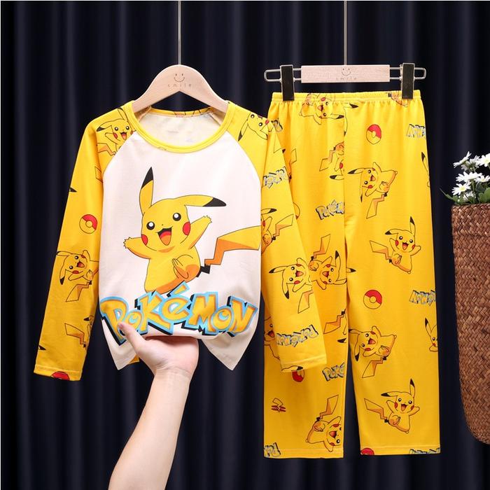 Cartoon Pokemon Pikachu Children'S Pajamas Long Sleeve