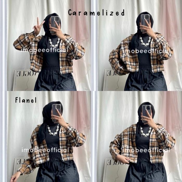CAROLINE JACKET // JAKET TARTAN PARKA BUTTON KANCING // JAKET CROP