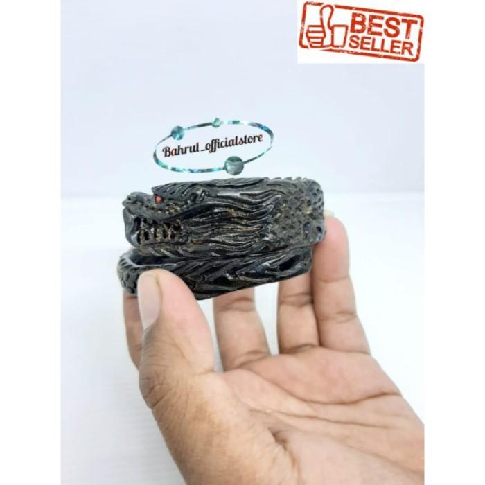 gelang kayu kesehatan akar Bahar original motif ukir naga samping