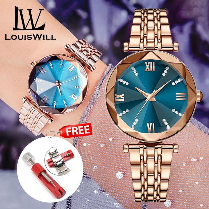 Top LouisWill Jam Tangan Kuarsa Tahan Air Wanita, Arloji Fashion Tali