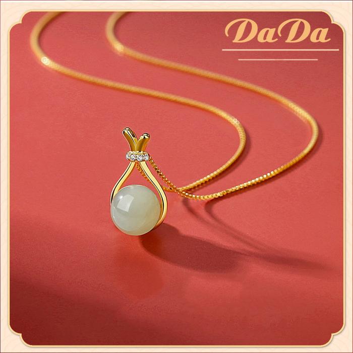 Promo Kalung Hongkong Asli Emas 24k 9999/Manik-manik Giok Wada Alami K