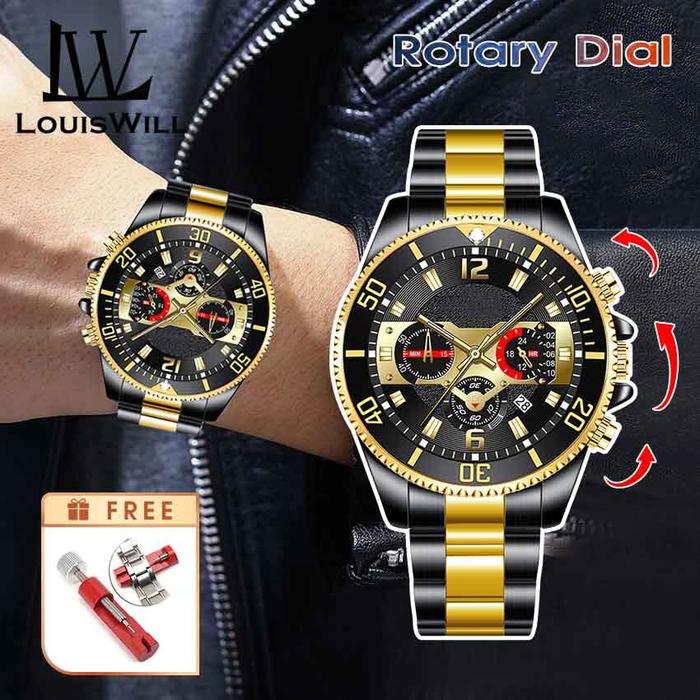 Top LouisWill Jam Tangan Pria, Jam Tangan Pria Formal Bisnis Tanggal O