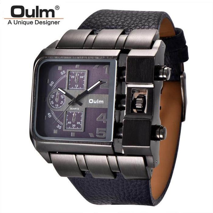 Top Oulm 3364 Jam Tangan Kuarsa Untuk Pria, Arloji Kasual Bentuk Perse
