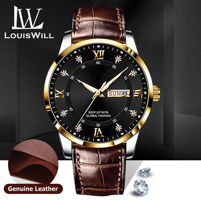 Top LouisWill Jam Tangan Bisnis Pria, Arloji Sederhana Tahan Air Milit