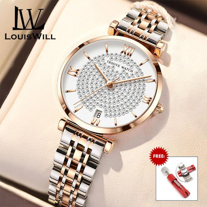 Diskon LouisWill Jam Tangan Ultra Tipis Wanita, Arloji Mewah Bintang L