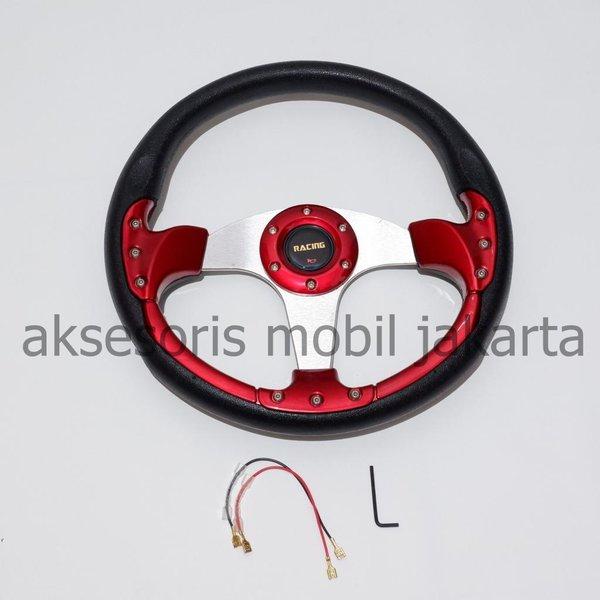 STIR SETIR STEER MERK RACING MODEL MOMO 14 inch IMPORT MERAH Limited