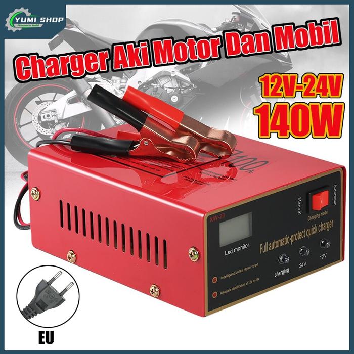 Charger Aki Motor MobilOtomatis Accu Kering Dan Basah Lead