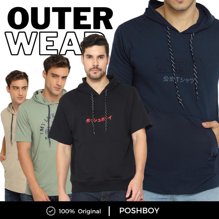Kaos Outerwear Hoodie Pria Lengan Pendek - Poshboy Original Murah