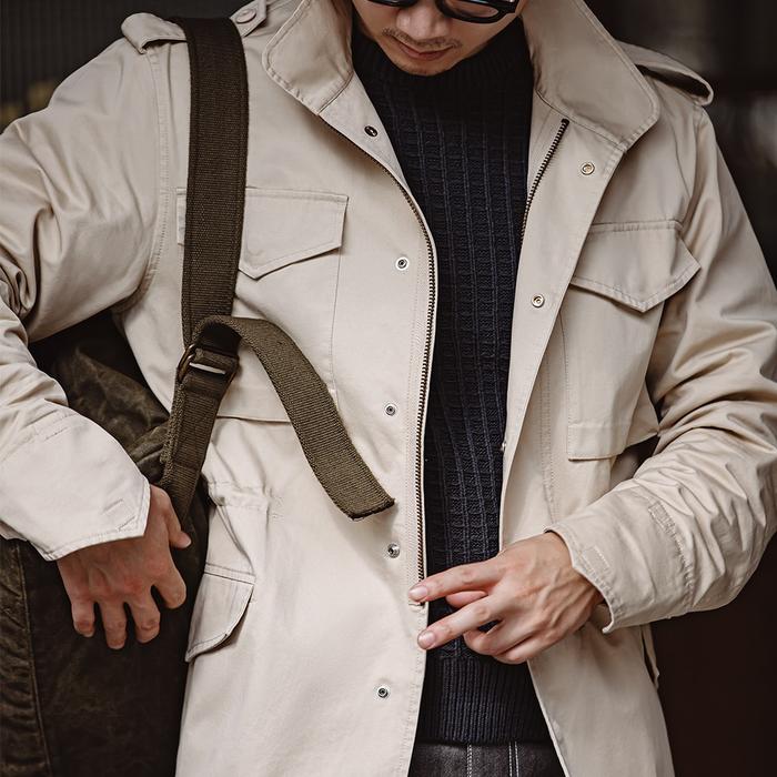 Maden Jaket M65 Militer Vintage untuk Pria Mantel Taktis Penahan