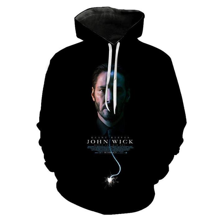 Hoodie Musim Gugur Musim Dingin Baru Film John Wick Sweter Gambar 3D
