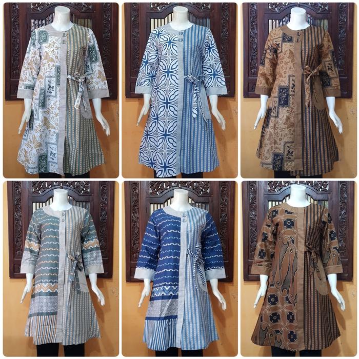 NEW Tunik Batik ENAMOSA Atasan Wanita Lengan Panjang. Tali Samping