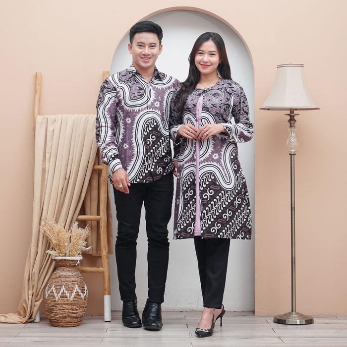 Batik kerja model tunik sabyan, batik couple kekinian, tunik batik