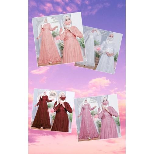 Mx Alexa Maxi Wanita Brukat gamis Alexa Tulle Free Masker Earloop Gami