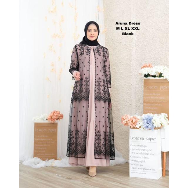 Aruna Dress Premium Gamis Brukat Tile