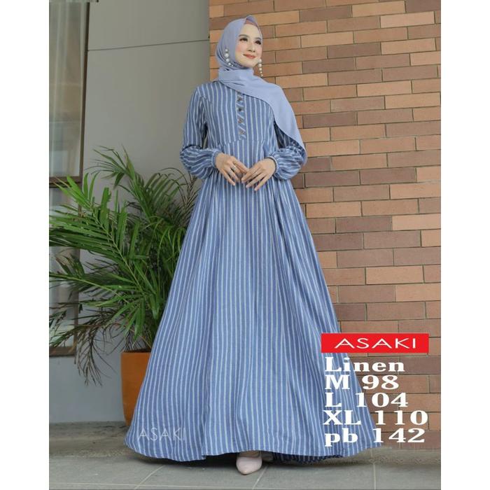 Singgalang Busana Gamis Asaki Mayasari Motif Polos Dan Kotak Terbaru D