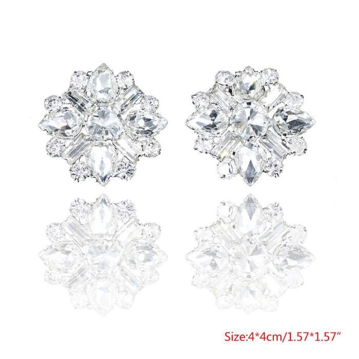 Sel 2pcs / Set Klip Buckle Sepatu High Heels Aksen Berlian Imitasi 5