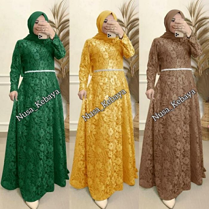 Nusa kebaya Gamis Brukat Tiara Jumbo Muslim Syar i Modern Kebaya Games