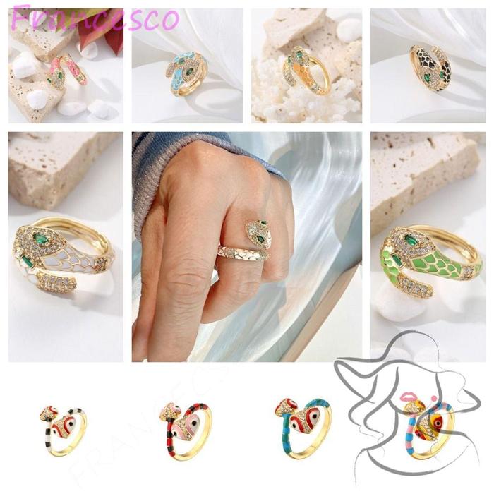 Francesco Cincin Ular Indah Chic Enamel Hewan Hati Ular Kepala Zirkon