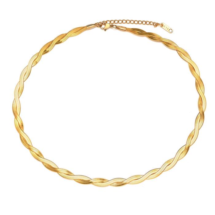 Vnox Kalung Choker Rantai Ular Lapis Emas 14k Untuk Wanita