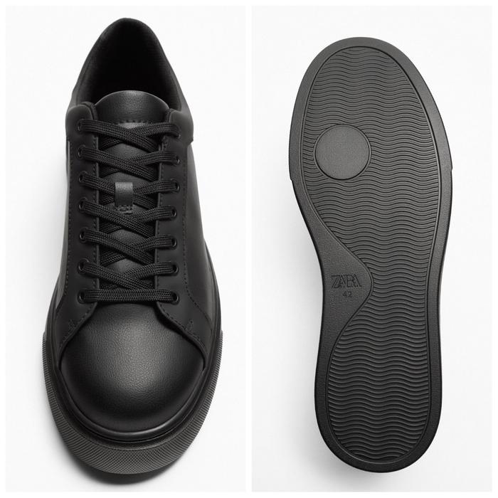 Sepatu Pria Zara Chunky Sole Trainers Man Shoes Kets Hitam Putih Black