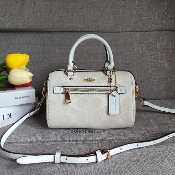 COACH Mini Rowan Crossbody Pillow Bag In Signature White
