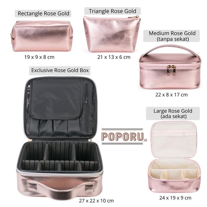 POPORU ROSE GOLD pouch 5 types - cosmetics bag organizer for make up -
