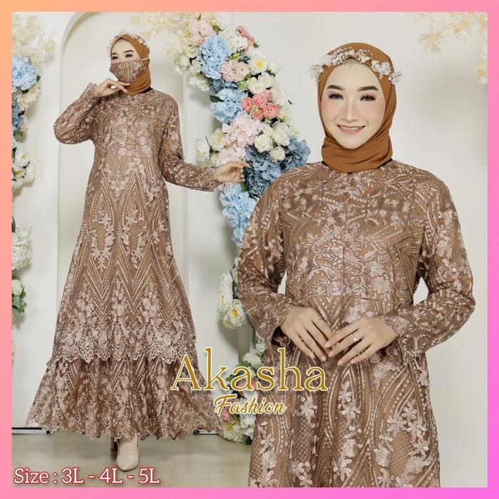 Free Hijab Gamis Brukat Jumbo Ld 140 - Gamis Brukat Malaysia -