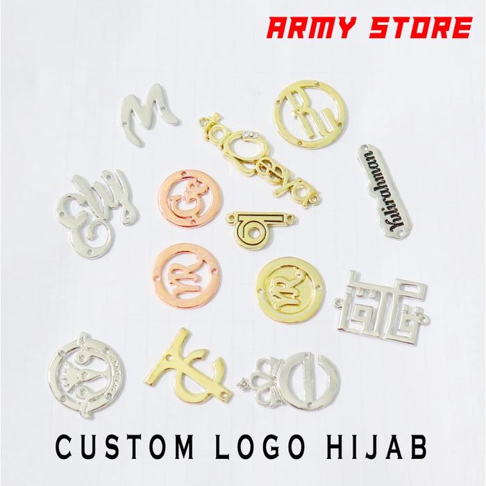 CUSTOM LOGO HIJAB LOGAM TIMBUL/CUSTOM LOGO BRAND