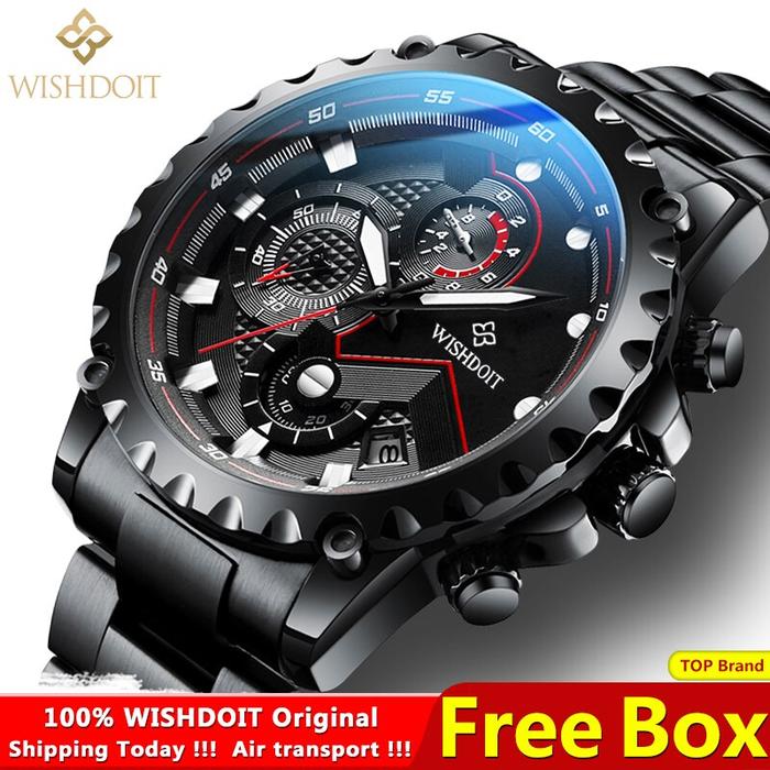 WISHDOIT Original Watch for Men Waterproof Stainless Steel Metal