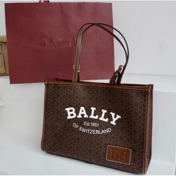 Unik Bally Calie Leather Tote Bag In Brown - ORIGINAL 100 Diskon