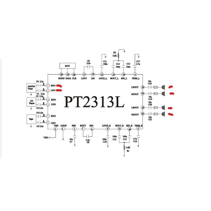 CS2313 PT2313 TDA2313 PT2313L CS2313F SOP-28 SMD