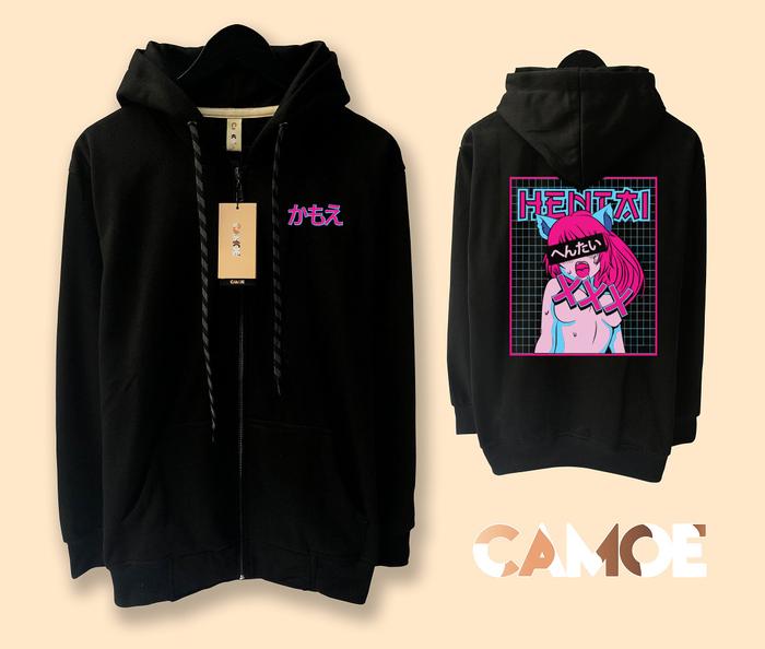 Jaket Hoodie Zipper CAMOE Anime Hentai 3D Neon