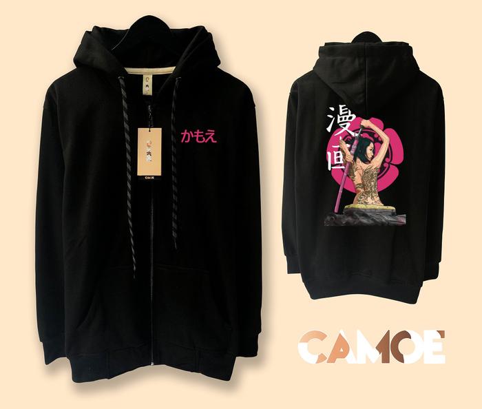 Jaket Hoodie Zipper CAMOE Japan Yakuza Flower Girl