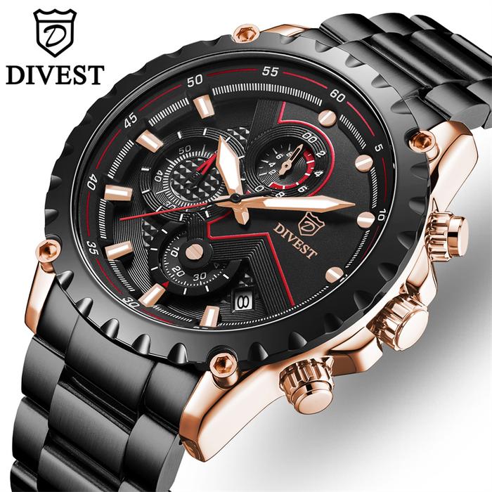 Grosir DIVEST Pria Fashion Olahraga Kuarsa Jam Tangan Jam Tangan Pria