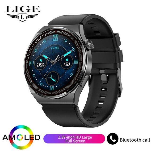 Promo LIGE Jam Tangan Pintar AMOLED Pria, Gelang Pintar Baja Tahan Kar