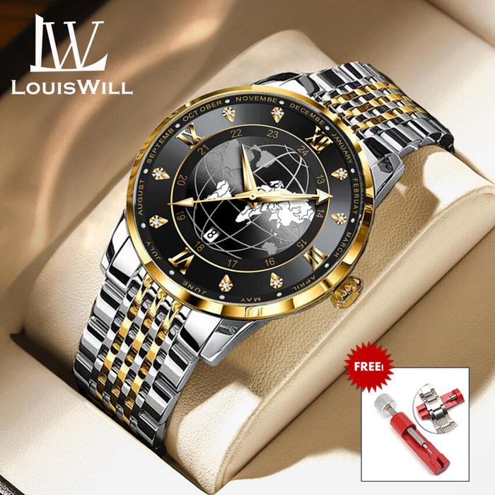 Diskon LouisWill Jam Tangan Ultra Tipis Pria, Arloji Fashion Bumi Lang