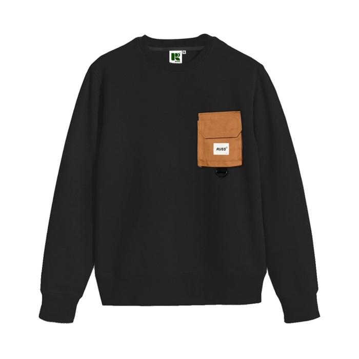 Fhh014- Russ Sweater Crewneck Pouch Break Black