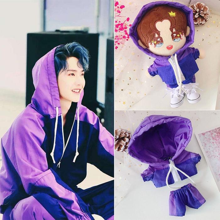 Wang Yibo Setelan Jaket Ungu Celana Panjang 20cm Untuk Aksesoris