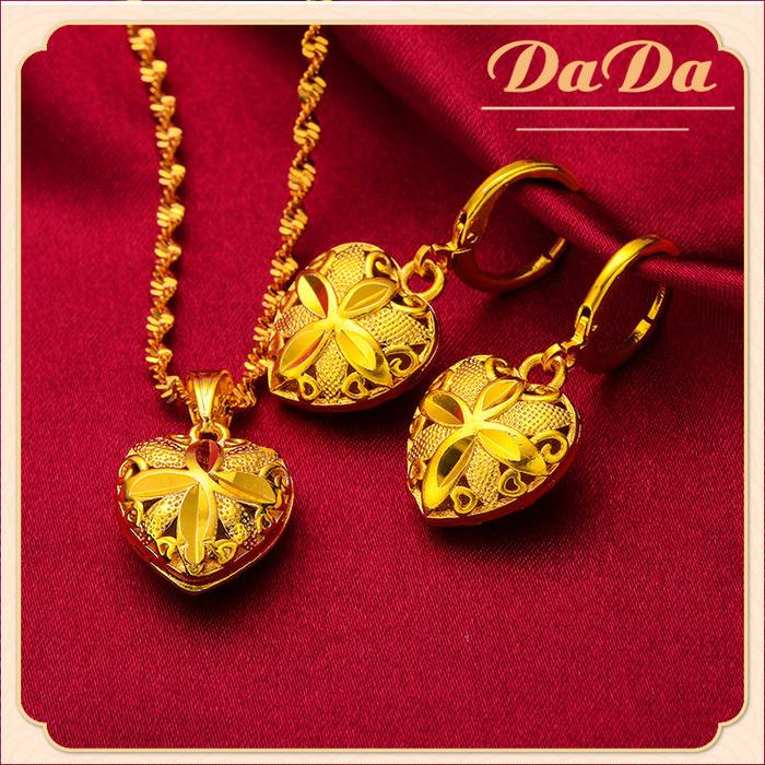 kalung hongkong asli emas 24k 9999/Anting-anting bunga cinta set