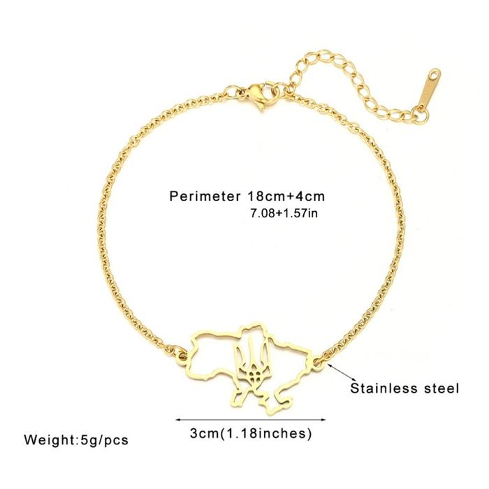 Stainless Steel Ukraina Map Liontin Gelang Wanita Ukraina Map