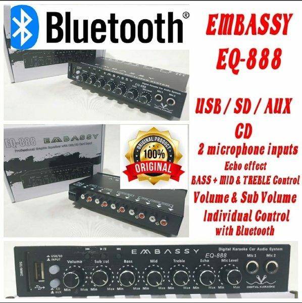 PRE AMP PARAMETRIK EQUALIZER EMBASSY EQ888 BLUETOOTH USB SD SUBWOOFER
