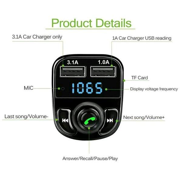 Bluetooth Audio Receiver FM Transmiter Handsfree With USB Car Charger