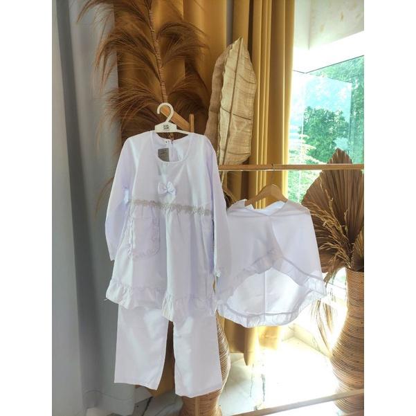 Promo Setelan Putih & Gamis Putih Anak Cewe / Gamis Manasik / Setelan
