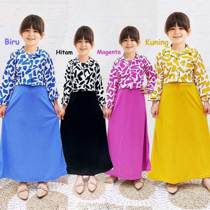 SET AGILAH BLAZER SET GAMIS RUFFLE KOMBINASI ROMPI ANAK PEREMPUAN