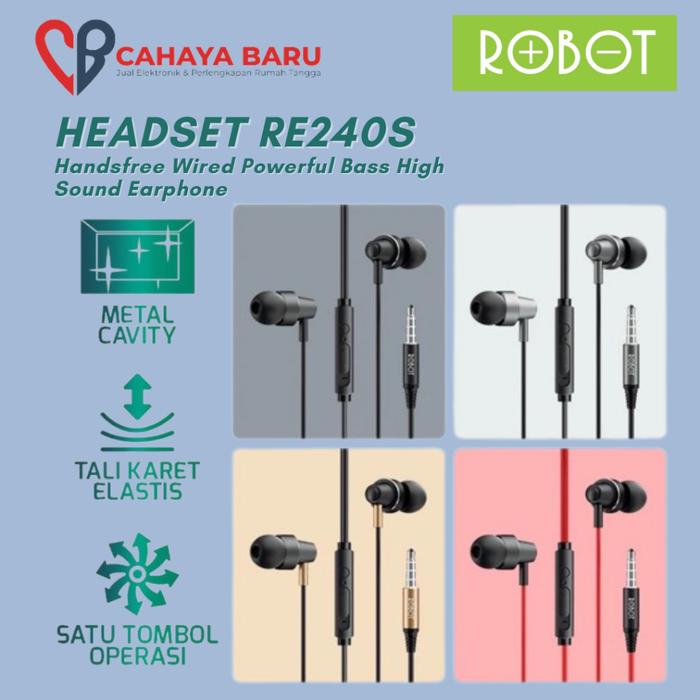 ROBOT Headset Earphone RE240S In-Ear Deep Rich Bass Metal Wire